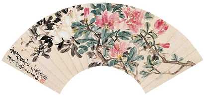 赵云壑 1910年作 花卉图 扇片